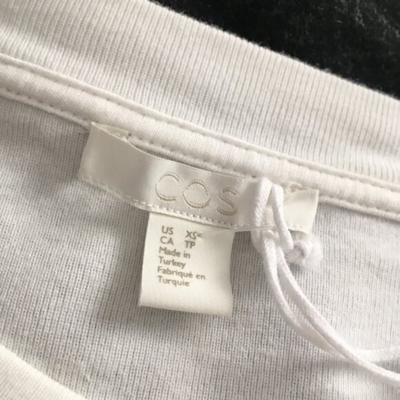 COS White Cotton Jersey + Poplin Double Peplum Ruffle Top XS - Picture 7 of 8